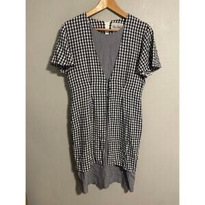 Vintage Olivia Rose Dress Womens 8 Blue Gingham Shift V Neck Casual Cottagecore